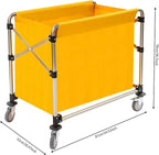 Commercial Laundry Cart with Wheels,Folding Laundry Hamper Cart,Heavy Duty Rolling Laundry Basket with Large Capacity,Laundry Sorter Trolley for Home Hotel Apartment (Yellow, 34.25 * 20.47 * 30.7in)