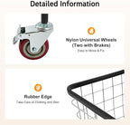 26"H Laundry Cart, 4 Universal Wheels Steel Wire Laundry Cart, Rolling Laundry Basket with Rod Rack for Homes, Hotels, Bathrooms, And Commercial Laundries (A)
