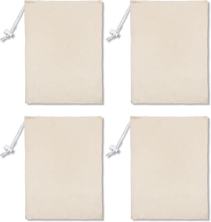 4 Pack Reusable Laundry Bags - 100% Cotton Multi Purpose Travel Laundry Bag - Durable & Machine Washable - Large Laundry Bag 28 x 36"