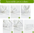 Acrylic Display Case with an Adjustable Divider, 2 Tiers XXX-Large Boot Shoe Storage Boxes Clear Plastic Stackable Storage Bin with Lids,2 Pack Super Large Clear Display Box for Shoes, Collectibles