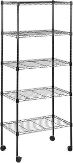 Simple Deluxe 5-Tier Storage Shelves, 21" W x 12" D x 54" H Adjustable Heavy Duty Wire Metal Shelving Unit, Black