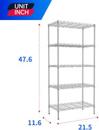 PayLessHere Shelf Metal Shelf Wire Shelving NSF Certified 5 Tier Adjustable Shelf Versatile Storage Solution Steel Organizer Wire Rack Easy Assembly, Chrome