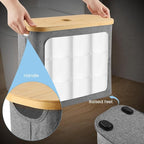 Extra Toilets Roll Storage for 12 Rolls, Toilet Paper Storage with Bamboo Lid, Collapsible Bathroom Toilets Papers Holder Organizer(Color:Grey)