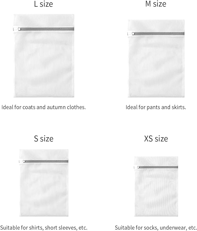 10 Pack Mesh Laundry Bags for Delicates with Non Rust Zipper- MDSXO White Laundry Bags Mesh Wash Bags, Easy Fit Bra, Sock,Lingerie,Sneaker,Baby Laundry for Washing Machine Travel Storage[1XL/3L/3M/3S]