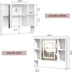 Bathroom Wall Cabinet with Mirror, Wall Mounted Medicine Cabinet with Color Adjustment LED Lights, Mirrored Over The Toilet Storage Cabinet with Adjustable Shelves, 23.6''W x 21.6''H, White