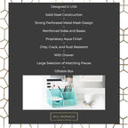 BLU MONACO Aqua Desk Organizer | Metal Turquoise Stationery Holder With Drawer and Compartments | Desktop Storage for School, Bedroom, Locker and Home | 5.5”D x 8.6”W x 5”H Accessory Caddy