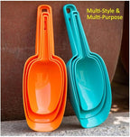 Set of 3 Ice Scoop, Plastic Kitchen Ice Scoop for Canisters or Ice Maker, Food Scoops for Canisters, Freezer, Flour, Dry Foods, Coffee Beans, Pop Corn, Pet Dog Cat Food (Orange)