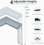 ADVANCE OUTDOOR 12x20 ft Canopy Garage Heavy Duty Carport Car Boat Shelter Party Tent, Adjustable Peak Height from 9.5ft to 11ft, Gray