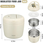 Thermo Food Jar for Hot Food Adults 32OZ Soup Thermo Lunch Containers Wide Mouth Vacuum Insulated Stainless Steel Leakproof Bento Box with Spoon (Beige)