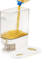 Clear Rice Holder Dispenser, 22 Lbs Large Grain Storage Container with Measuring Cup, Cylinder Household Food Dispenser Bucket Kitchen Organization for Cereal Oatmeal Coffee Bean Soybean Corn