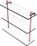 Allied Brass MA-5/16-PNK Mambo Collection 16 Inch Triple Tiered Glass Shelf, Pink