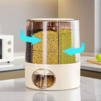 Premium 6-Grid Rotating Food Dispenser with Sealed Lid – 360° Rotation Grain Storage Container for Rice, Beans, Cereal, Peanuts, Barley, and More – Kitchen Pantry Organizer
