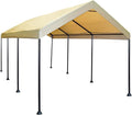 Caravan Canopy Mega Domain Carport with Waterproof Polyethylene Top, Durable Steel Frame, Compression Lock, and Easy Assembly, 10 by 20 Feet, Tan