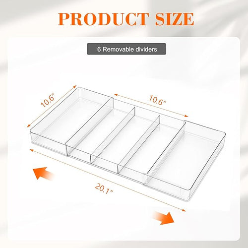 1 Pcs Large Expandable Acrylic Drawer Organizers, Grid Adjustable Drawer, Dividers Organizer for Desk, Makeup, Jewelry, Office, Kitchen Supplies (Clear,5 Compartments)