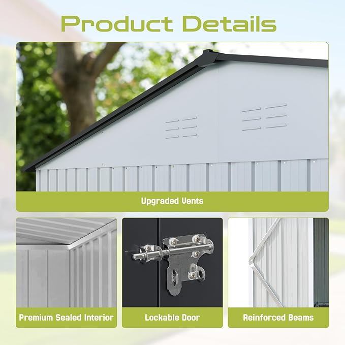 6' x 4' Outdoor Storage Shed, Sturdy Metal Building w/Floor and Operable Window for Garden, Backyard, Poolside and Lawn, White