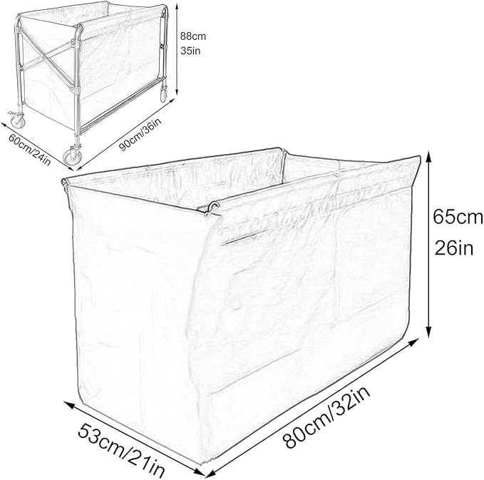 Replacement Liner Bag For Laundry Cart - Removable Liner Bag For Rolling Laundry Basket, Oxford Cloth Storage Bags, Trolley Cloth Bag, Hotel Room Work Trolley Replacement Bag(Blue,80x53x65cm/32x21x26i