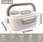 Adults Bento Lunch Box,Salad Container Large 43oz Salad Bowl, Bento-Style Tray for Toppings, 3oz Sauce Container for Dressings, and Built-In Reusable Fork (White)