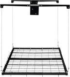 Overhead Garage Storage Rack, 4x4Ft Ceiling Storage Lift 96in Adjustable Height Garage Storage Organization Systerm, Heavy Duty Metal Garages Ceiling Storage Racks, 250lbs Load Capacity (Matte Black1)