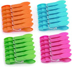 24Pcs Plastic Clothespins, Heavy Duty Laundry Clothespins, Air-Drying Clothing Pin Set, Towel Clips Clothes Pins Spring Clips, Beach Towel Clips