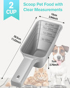 2 Cup Dog Food Scoop(2 Pack), Plastic Pet Food Scoop with Measuring Lines for Accurate Pet Food Portions,Dishwasher Safe (Gray)