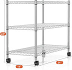 Simple Deluxe Heavy Duty 3-Shelf Shelving Unit, 24.02" D x 13.78"W x 21.97" H, 3 Tier, Chrome
