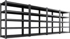 4 Pack 46" W Heavy Duty Garage Shelving - 5 Tier Metal Storage Shelves (2500 LBS Total Capacity), Adjustable Steel Utility Rack for Pantry, Warehouse, Basement, Shop -71" Hx46 W x 20" D,Black