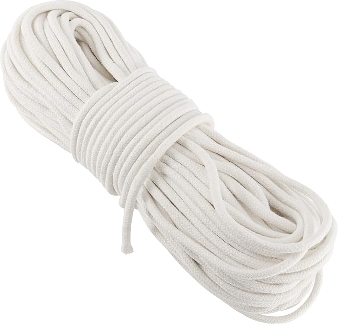 FUNSUEI 3/8 Inch 164 Feet White Cotton Clothesline Rope, Cotton Braided Clothesline Rope for Clothes Hanging, Plant Hanger, Knitting Crafts