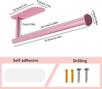 YeeBeny Pink Paper Towel Holder - Self Adhesive or Drilling, Under Cabinet or Wall Mounted