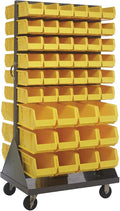 Quantum Storage Systems QMD-36H-230240YL Mobile Double Sided Gray Louvered Rack System with Bins, 36” L x 25” W 72” H, Yellow