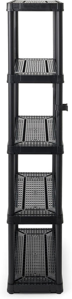 Gracious Living 5 Shelf Fixed Height Ventilated Medium Duty Storage Unit 14 x 32 x 72" Organizer System for Home, Garage, Basement, & Laundry, Black
