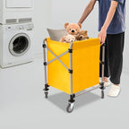 Commercial Laundry Cart with Wheels, 220LBS Capacity Heavy Duty Rolling Laundry Sorter with Steel Frame and Waterproof Oxford Cloth, Folding Laundry Hamper with Removable Bag for Home & Hotel (Yellow)
