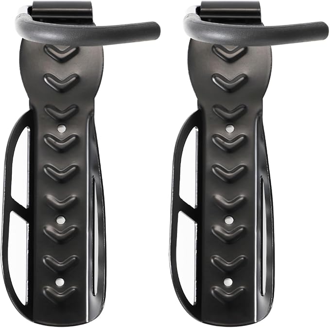 Vertical Bike Rack Wall Mount for Garage–Heavy-Duty Steel Bicycle Hook for Indoor Storage, Space-Saving Holder for Road, Mountain & Hybrid Bikes, Fits Tires Up to 2.6" Wide (2 Pack)