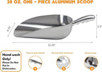 Cast Aluminum Utility Scoop - 38 oz. - Round Bottom, ice scoop For Multi-Purpose Use, With Finger Groove Handle (38 oz.)