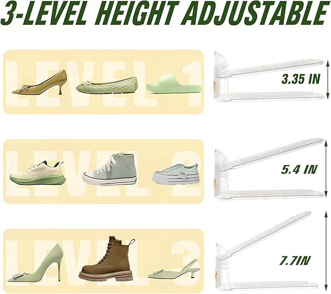 36 Pack Shoe Slots Organizer, Shoe Stackers Organizer for Closet Adjustable Shoe Holder Space Saver 50% Shoes Racks for Closet Organization