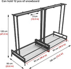 1 2 3 4 5 6 8 9 10 Pair Ski Storage Rack for Organize, Indoor Ski Board Stand for Garage/Basement/Shed, Floor Standing Longboard Carrier Wheels(Holds 12 pcs(6 Pair))