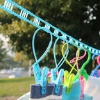 3 Pack of ALINNA Windproof Nylon Clothesline Pink Blue Green Colors Adjustable Clothes Drying Rope Travel Clothes Line Portable Laundry Line for Indoor Outdoor Camping Home Hotel(5m/16.4ft)