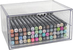 Clear Desk Organizers and Accessories, 2 Pack Plastic Drawer Organizer for Office Supplies, Marker Pen, Art Crafts, Stationery, Coffee Pods, Stackable Home Storage (2 Drawers)
