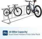 Floor Bike Rack,Sigle-Side 10-Bike Rack 122" L,Grid Bike Rack In Ground,Freestanding Bicycle Floor Parking Stand,Stand Bike Racks for Garages Streets Yards Bike Events