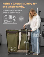 StorageWorks 390L Extra Large Laundry Hamper with Wheels, 2 Sections Laundry Basket with Wheels, Clothes Sorter Cart with Divider for Hotel, Home, Green, 37.75"L x 17"W x 37.5"H
