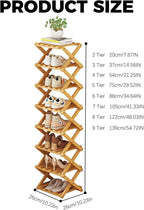 2/3/4/5/6/7/8/9 Tier Bamboo Shoe Rack - Foldable,No Installation Needed,Space-Saving Multi-Tier Storage for Indoor & Balcony Use (Brown,6 Layers)