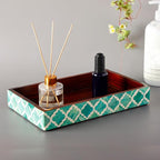 Handicrafts Home 10x6 Green Small Bathroom Tray, Vanity Organizer for Perfume, Cosmetics & Jewelry, Decorative Kitchen Counter, Bathroom Tray, Towel Holder, Decorative Napkin Holder, Bathroom Storage