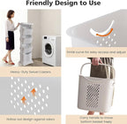 4-Tier Laundry Hamper Sorter & X-Large Foldable Laundry Hamper, Vertical Rolling Laundry Baskets with Wheels, Stackable Laundry Cart Organizer and Storage for Small Space, Closet, Bathroom
