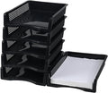 6 Pack Stackable Letter Trays, Plastic File Organizer Tray, Desktop Document File Paper Organizer, Black