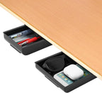 2 Pack Under Desk Drawer Organizer,Plastic Under Desk Storage Drawers Attachment for Home and Office Storage(Black)