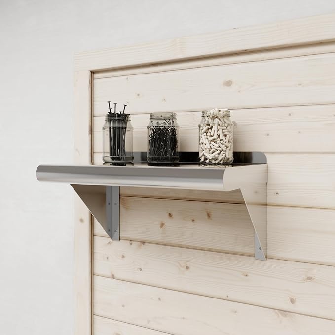 AmGood 10" X 16" Stainless Steel Wall Shelf | Metal Shelving | Garage, Laundry, Storage, Utility Room | Restaurant, Commercial Kitchen | NSF