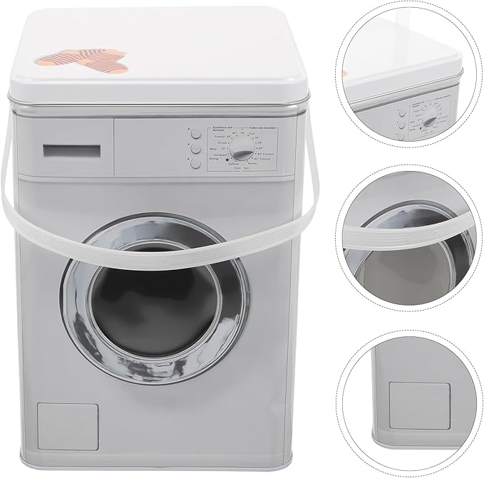 VILLCASE Washing Machine Shaped Laundry Powder Container Portable Storage Barrel with Handle for Laundry Beads Detergent Organizer 8.77X5.98X5.98 Inch
