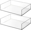 Elsjoy Set of 2 Acrylic File Tray, 2-Tier Stackable Paper Tray Clear Desktop File Organizer for Documents, Books, Magazine, Office, School