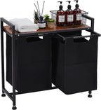 Laundry Sorter 2 Section, Laundry Hamper with Wheels, 2 × 11.5 Gal (87 L), Rolling Laundry Basket, Pull-Out and Removable Oxford Fabric Laundry Bags, Black