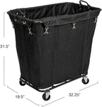 Household Essentials Commercial Laundry Cart with Rolling Caster Wheels, Black Canvas Liner and Steel Frame