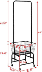 ALIMORDEN Laundry Cart with Clothes Rack, Rolling Laundry Butler with Wire Storage Rack，Purple